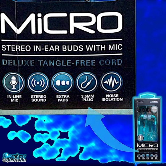 Sentry MICRO Stereo In-Ear Buds with Mic | Teal | Deluxe Tangle-Free Cord - Picture 4 of 13